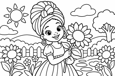 Desenho para colorir: Menina de turbante