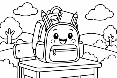 Desenho para colorir: Mochila da escola
