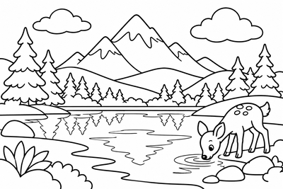Desenho para colorir: Montanha nevada