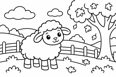 Desenho para colorir: Ovelhinha no campo