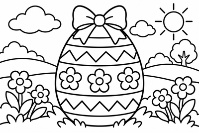 Desenho para colorir: Ovo de Páscoa decorado