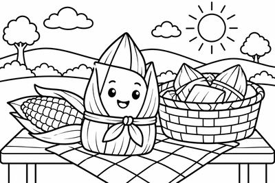 Desenho para colorir: Pamonha sorridente