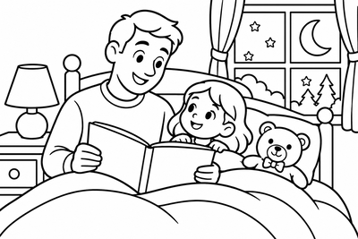 Desenho para colorir: Papai lendo historinha