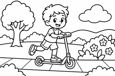 Desenho para colorir: Patinete na calçada
