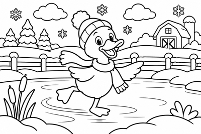 Desenho para colorir: Pato no lago congelado