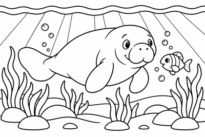 Desenho para colorir: Peixe-boi