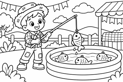 Desenho para colorir: Pescaria da festa junina