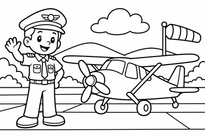 Desenho para colorir: Piloto de avião