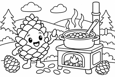 Desenho para colorir: Pinhão quentinho