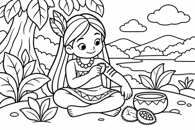Desenho para colorir: Pintura com urucum