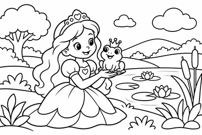 Desenho para colorir: A princesa e o sapo