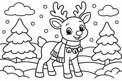 Desenho para colorir: Rena de Natal