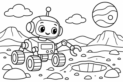 Desenho para colorir: Robô em Marte