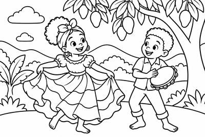 Desenho para colorir: Samba de roda