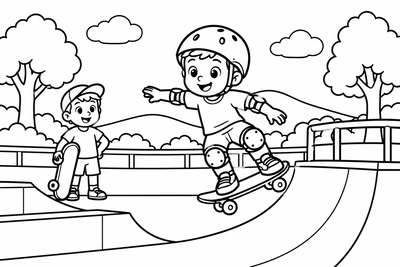 Desenho para colorir: Skate na pista