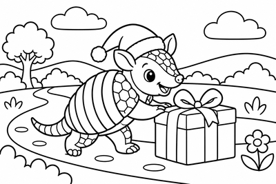 Desenho para colorir: Tatu-bola de Natal