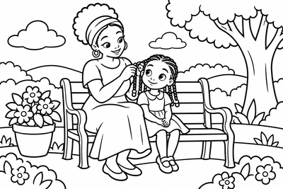 Desenho para colorir: Trançando o cabelo