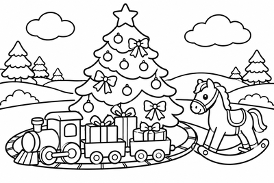 Desenho para colorir: Trenzinho de Natal