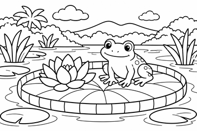 Desenho para colorir: Vitória-régia no lago
