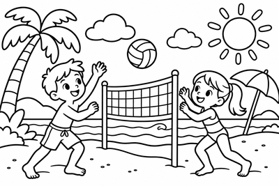 Desenho para colorir: Vôlei na praia